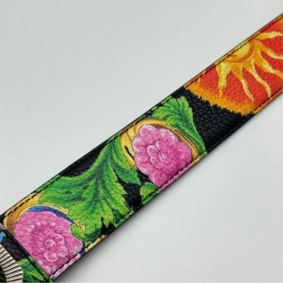 VERSACE Beverly Palm Medusa Leather Belt In Black